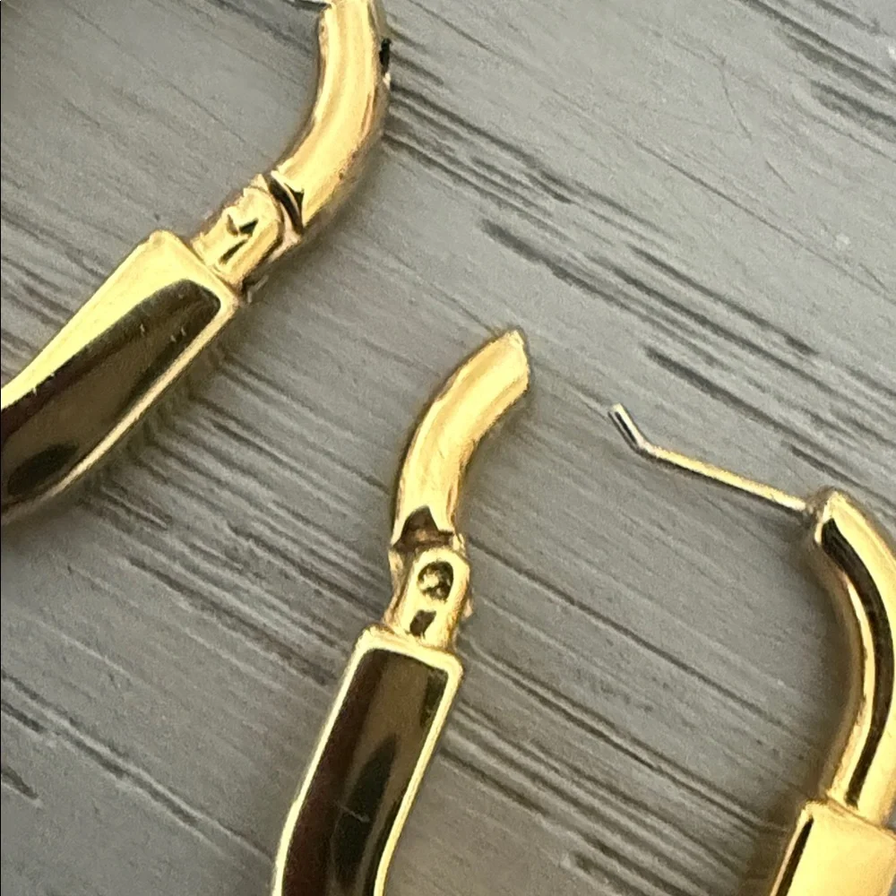 Gold Rectangular Lock Hoop Earrings